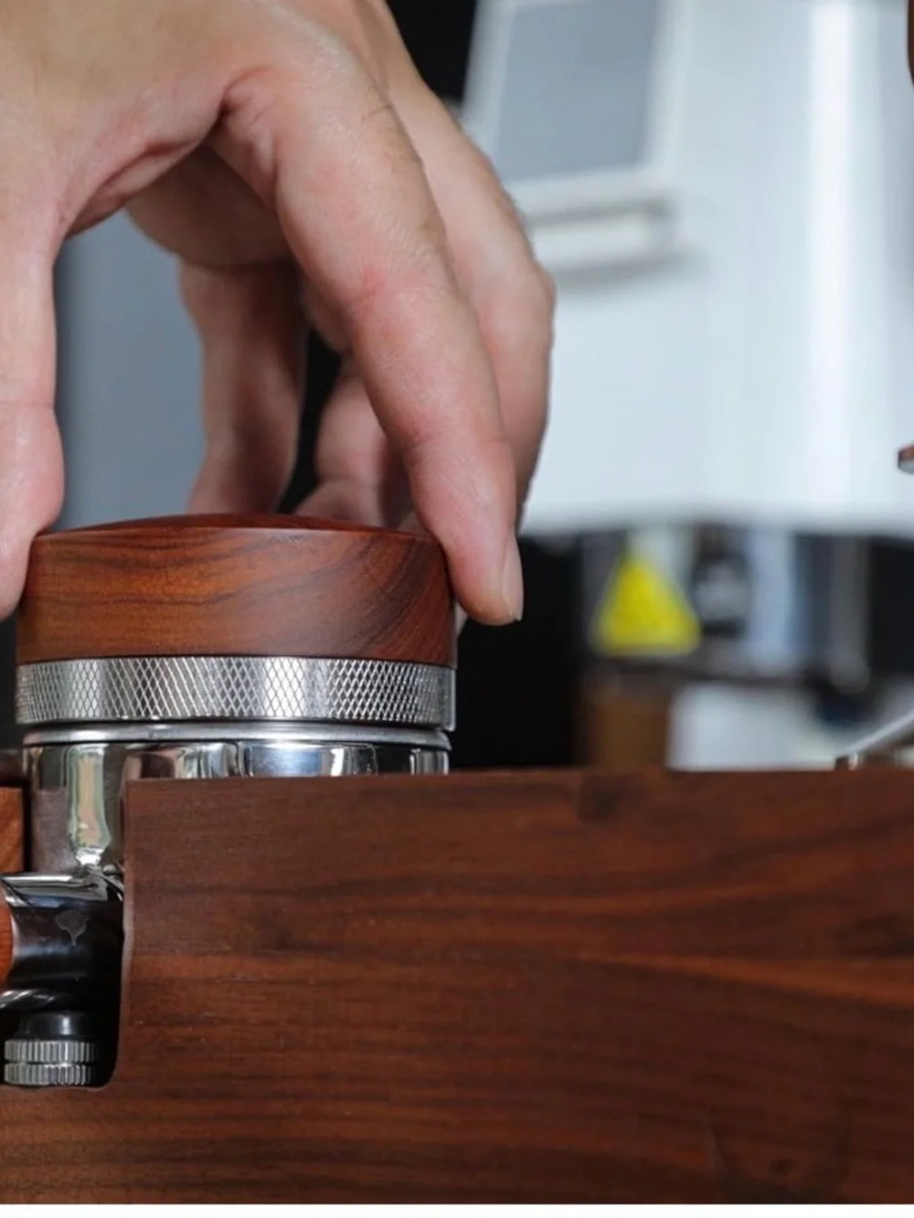 54mm Espresso Distribution Tool in Stainless Steel / Rosewood w/Adjustable Depth